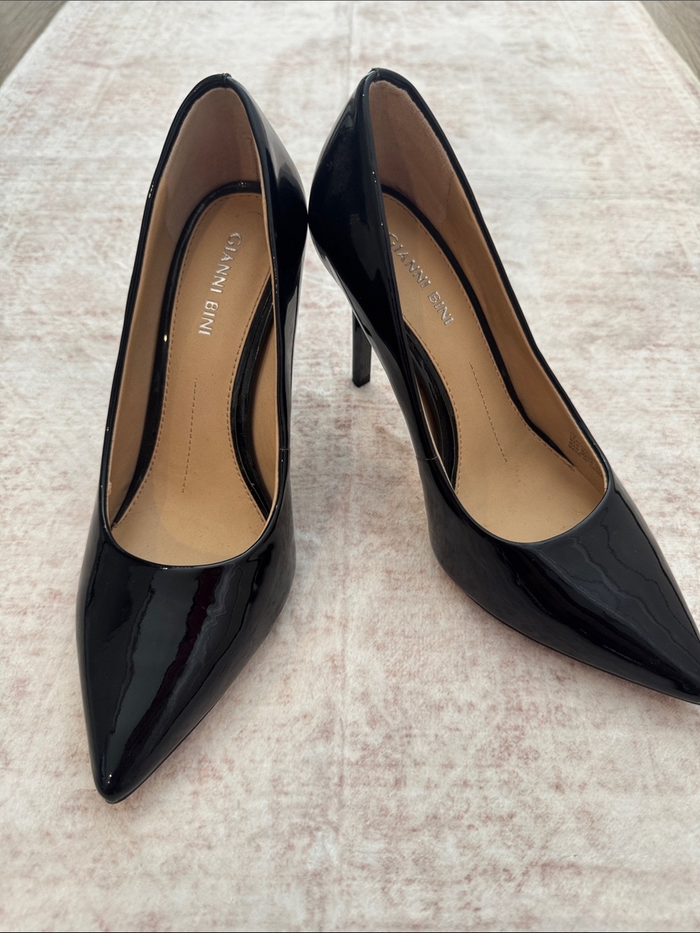 Gianni Bini Black Patent Pointed-Toe Stiletto Heels